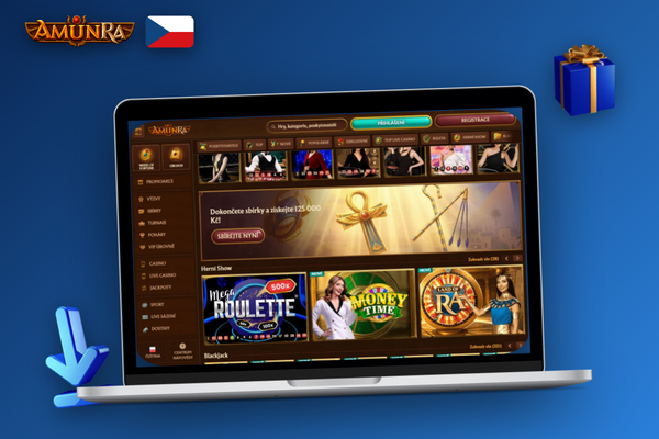 Okno desktopové aplikace AmunRa Casino s indikátorem automatické aktualizace
