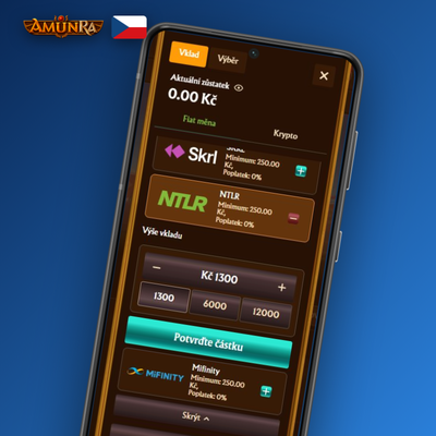 Rychlý výběr přes Skrill, Neteller a MiFinity v AmunRa Casino