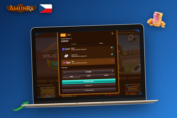 Výběr peněz kartou nebo převodem s vysokým limitem v AmunRa Casino
