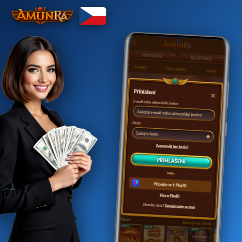 Registrační formulář AmunRa Casino CZ s polem pro e-mail a tlačítkem Registrovat se
