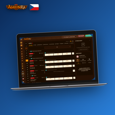 Hlavní stránka AmunRa Casino otevřená v prohlížeči na širokém monitoru