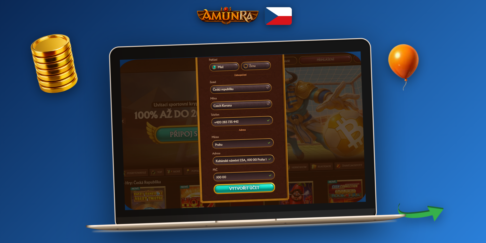 Nastavení profilu a bezpečnostních prvků v účtu AmunRa Casino